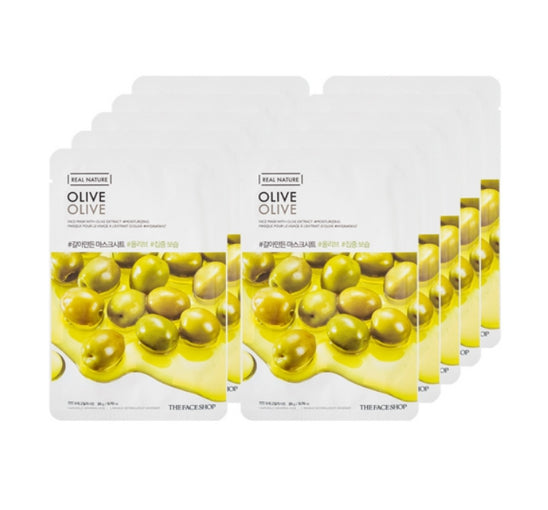 10 x THE FACE SHOP Real Nature Olive Face Mask 20g – Intensive Moisturising Sheet from Korea