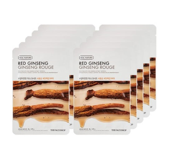 10 x THE FACE SHOP Real Nature Red Ginseng Face Mask 20g from Korea