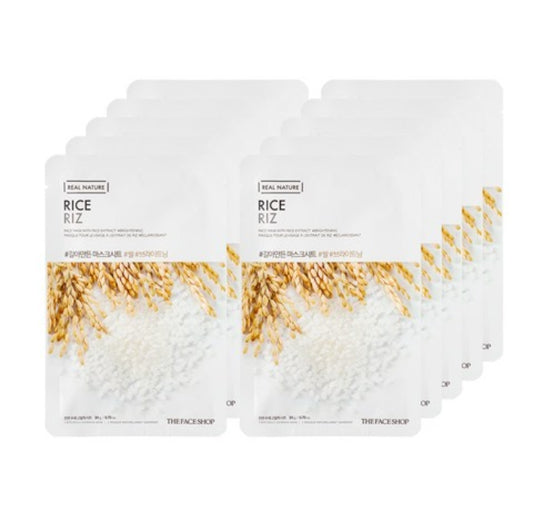 10 x THE FACE SHOP Real Nature Rice Face Mask 20g from Korea