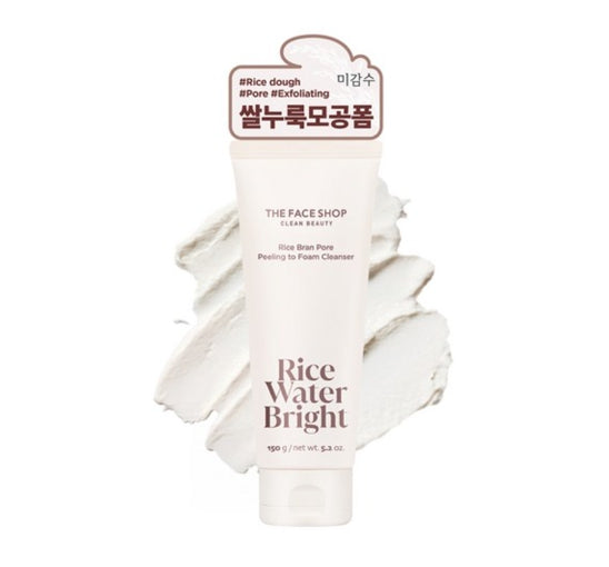 THE FACE SHOP Rice Water Bright Rice Bran Pore Peeling To Foam Cleanser 150g from Korea