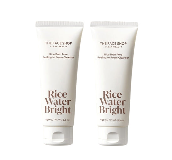 2 x THE FACE SHOP Rice Water Bright Rice Bran Pore Peeling To Foam Cleanser 150g from Korea