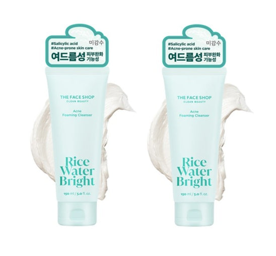 2 x THE FACE SHOP Rice Water Bright Acne Foaming Cleanser 150ml from Korea