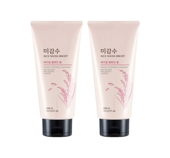 2 x THE FACE SHOP Rice Water Bright Facial Foaming Cleanser 300ml from Korea