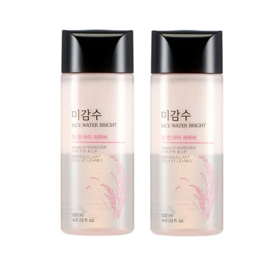 2 x THE FACE SHOP Rice Water Bright Lip & Eye Makeup Remover 120ml from Korea