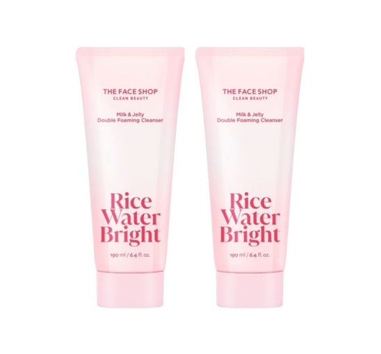 2 x THE FACE SHOP Rice Water Bright Milk & Jelly Double Foaming Cleanser 190ml from Korea
