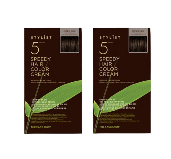 2 x THE FACE SHOP Stylist 5 Minutes Speedy Hair Color Cream Natural Brown from Korea