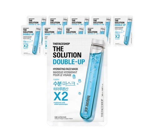 10 x THE FACE SHOP The Solution Double-Up Hydrating Face Mask 20ml - Hyaluronic Water Sheet from Korea