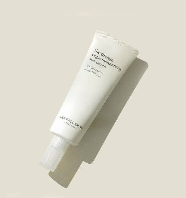 2 x THE FACE SHOP The Therapy Vegan Moisturizing Sun Serum SPF50+ PA++++ 50ml from Korea