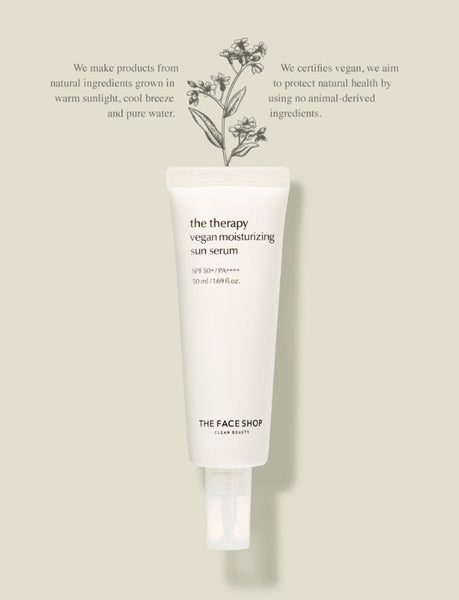 THE FACE SHOP The Therapy Vegan Moisturizing Sun Serum SPF50+ PA++++ 50ml from Korea