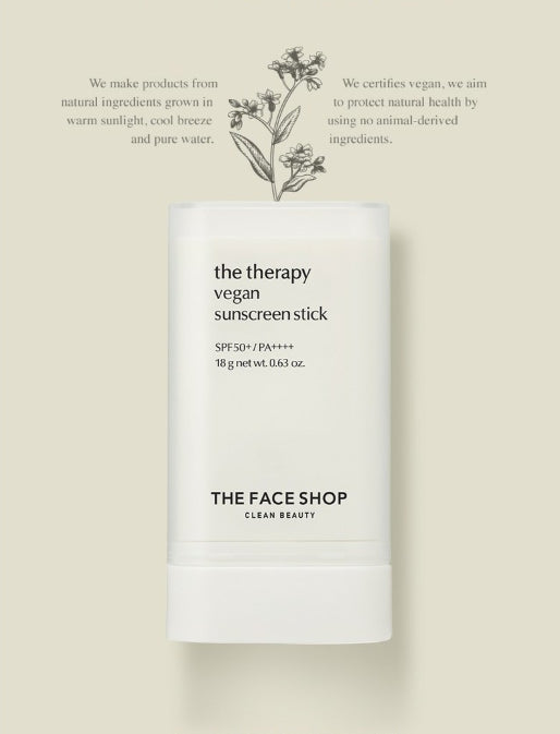 THE FACE SHOP The Therapy Vegan Sunscreen Stick SPF50+ PA++++ 18g from Korea