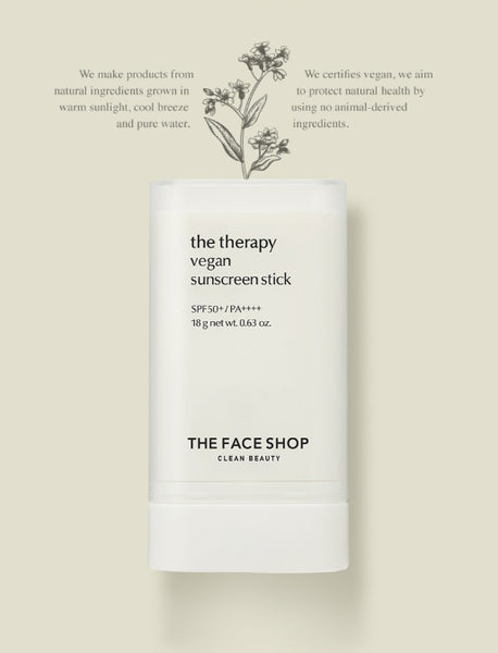 2 x THE FACE SHOP The Therapy Vegan Sunscreen Stick SPF50+ PA++++ 18g from Korea