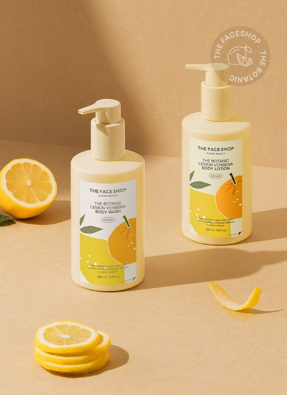 THE FACE SHOP Vigan The Botanic Lemon Verbena Body Wash 350ml – Refreshing Citrus Vegan Wash from Korea