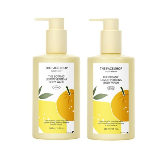 2 x THE FACE SHOP Vigan The Botanic Lemon Verbena Body Wash 350ml – Refreshing Citrus Vegan Wash from Korea
