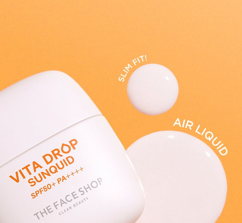 2 x THE FACE SHOP Vita Drop Sunquid SPF50+ PA++++ 50ml - Lightweight Vitamin Sunscreen from Korea