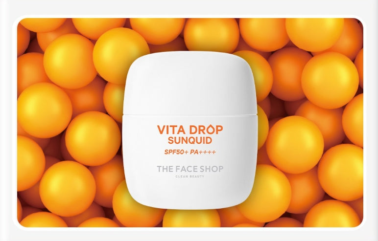 2 x THE FACE SHOP Vita Drop Sunquid SPF50+ PA++++ 50ml - Lightweight Vitamin Sunscreen from Korea