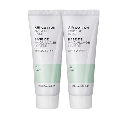 2 x THE FACE SHOP Air Cotton Makeup Base 35g SPF 30 PA++ 01 Mint from Korea