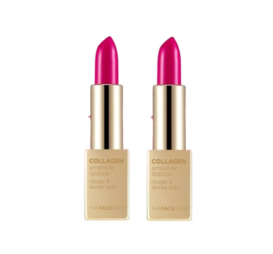 2 x THE FACE SHOP Collagen Ampoule Lipstick 3.5g #07 Full Pink – Moist & Full‑Coverage from Korea