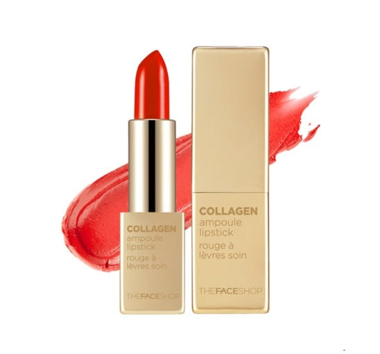 2 x THE FACE SHOP Collagen Ampoule Lipstick 3.5g #11 India Red – Moist & Full‑Coverage from Korea