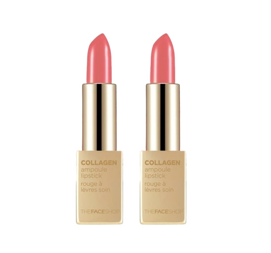 2 x THE FACE SHOP Collagen Ampoule Lipstick 3.5g #13 Killer Brown – Moist & Full‑Coverage from Korea