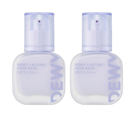 2 x THE FACE SHOP Dewy Lasting Skin Base 35ml, 02 Purple SPF35 PA++ ‑ Correcting Primer from Korea