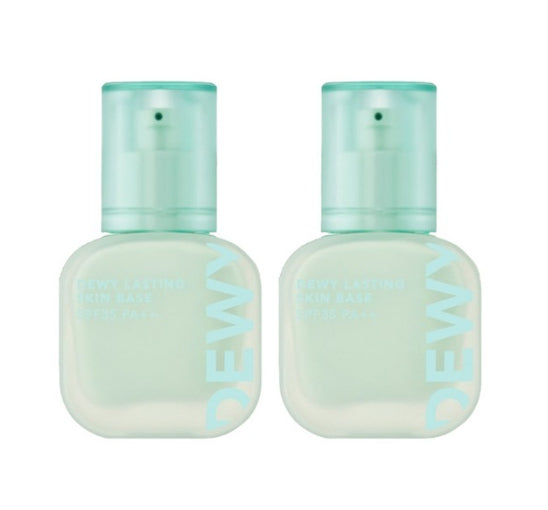 2 x THE FACE SHOP Dewy Lasting Skin Base 35ml, 03 Minty SPF35 PA++ ‑ Correcting Primer from Korea