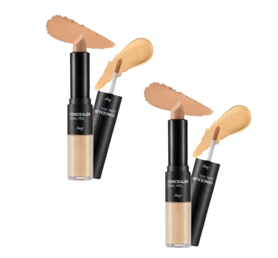 2 x THE FACE SHOP Dual Veil EX Concealer (N203 Natural Beige) – Liquid & Stick 2-in‑1 Coverage from Korea