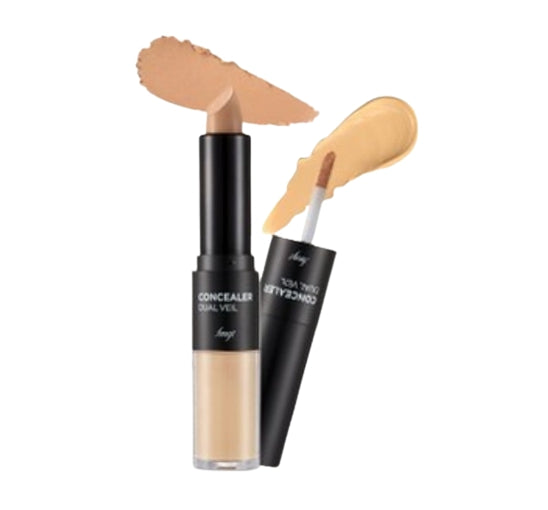 THE FACE SHOP Dual Veil EX Concealer (N203 Natural Beige) – Liquid & Stick 2-in‑1 Coverage from Korea