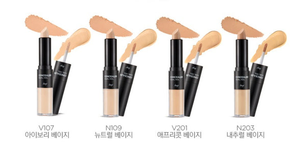 THE FACE SHOP Dual Veil EX Concealer (V201 Apricot Beige) – Liquid & Stick 2-in‑1 Coverage from Korea