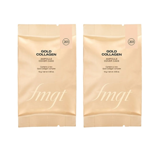 2 x THE FACE SHOP FMGT Gold Collage Ampoule Two-Way Pact Refill 9.5g #203 Natural Beige from Korea