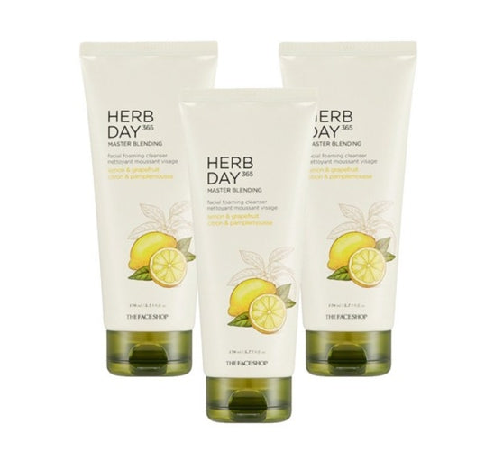 3 x THE FACE SHOP Herb Day 365 Master Blending Cleansing Foam – Lemon & Grapefruit 170ml from Korea