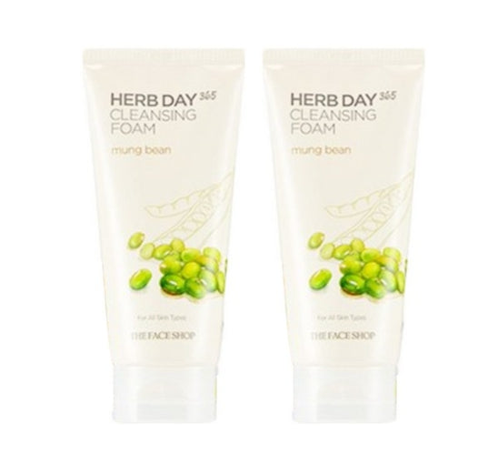 2 x THE FACE SHOP Herb Day 365 Master Blending Cleansing Foam – Mung Bean 170ml from Korea