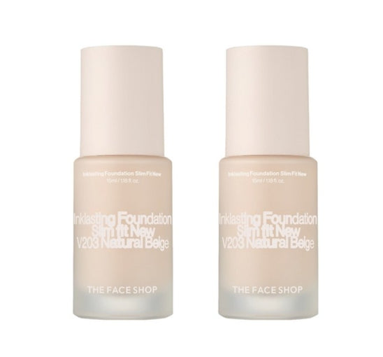 2 x THE FACE SHOP Ink Lasting Foundation Slim Fit New 35ml #V203 Natural from Korea