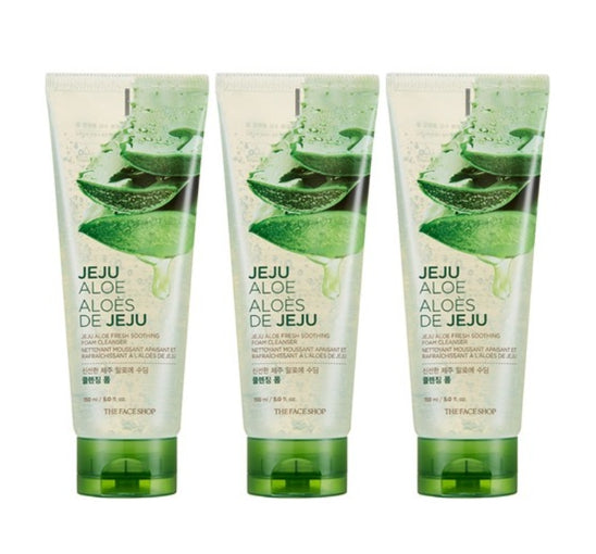 3 x THE FACE SHOP Jeju Aloe Fresh Soothing Foam Cleanser 150ml from Korea