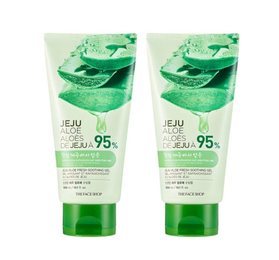 2 x THE FACE SHOP Jeju Aloe Fresh Soothing Gel 300ml (Tube Type) from Korea
