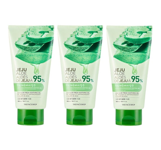 3 x THE FACE SHOP Jeju Aloe Fresh Soothing Gel 300ml (Tube Type) from Korea