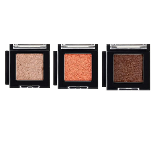 THE FACE SHOP Mono Cube Eyeshadow Glitter, BE03 Hyper Peach + OR01 Pina Colada Orange + BR01 Brown Veil from Korea