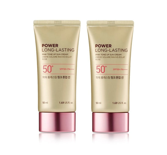 2 x THE FACE SHOP Power Long-Lasting Pink Tone Up Sun Cream 50ml SPF50+ PA+++ from Korea