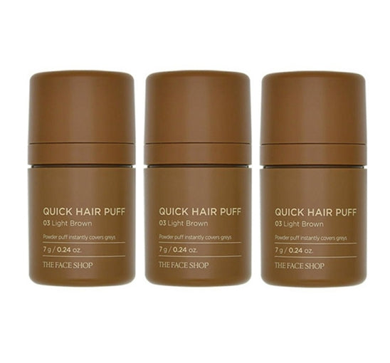 3 x THE FACE SHOP Quick Hair Puff 7g 03 Light Brown from Korea