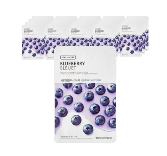 20 x THE FACE SHOP Real Nature Blueberry Face Mask 20g – Firming & Revitalising from Korea