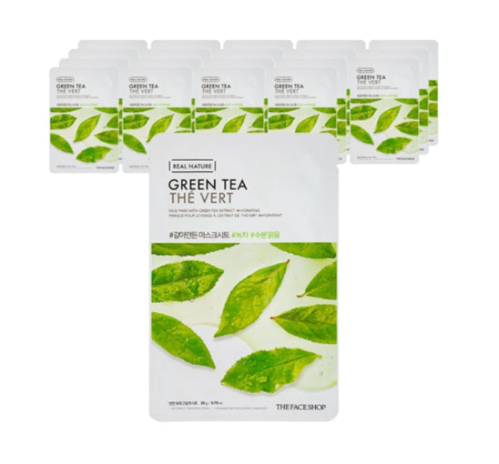 20 x THE FACE SHOP Real Nature Green Tea Face Mask 20g from Korea
