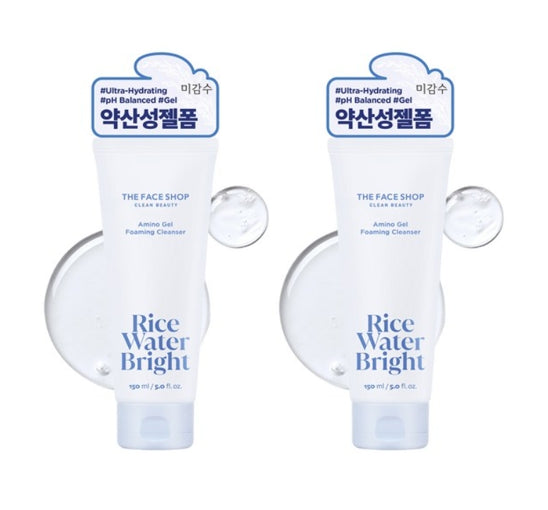 2 x THE FACE SHOP Rice Water Bright Amino Gel Foaming Cleanser 150ml from Korea