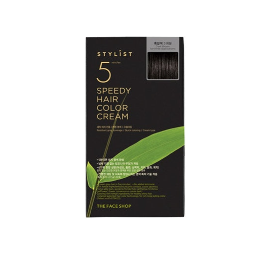 3 x THE FACE SHOP Stylist 5 Minutes Speedy Hair Color Cream, Dark Brown from Korea