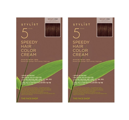 2 x THE FACE SHOP Stylist 5 Minutes Speedy Hair Color Cream, Light Brown from Korea