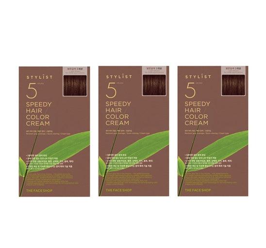 3 x THE FACE SHOP Stylist 5 Minutes Speedy Hair Color Cream, Light Brown from Korea