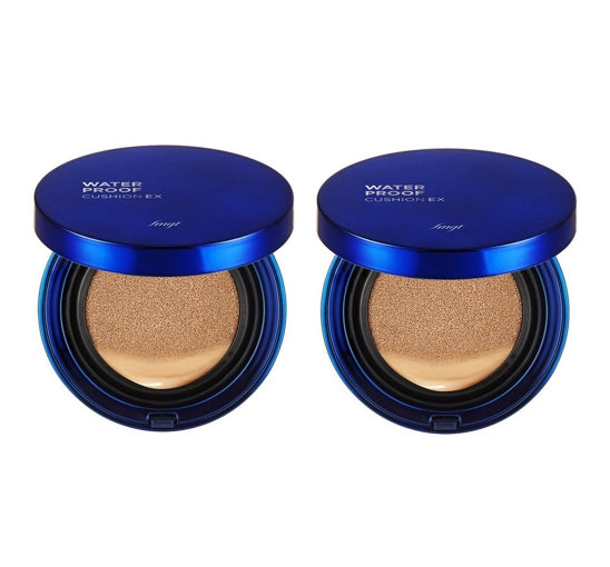 2 x THE FACE SHOP Water Proof Cushion EX 15g SPF50+ PA++++ (V201 Apricot Beige) – Long‑Wear Cushion Foundation from Korea