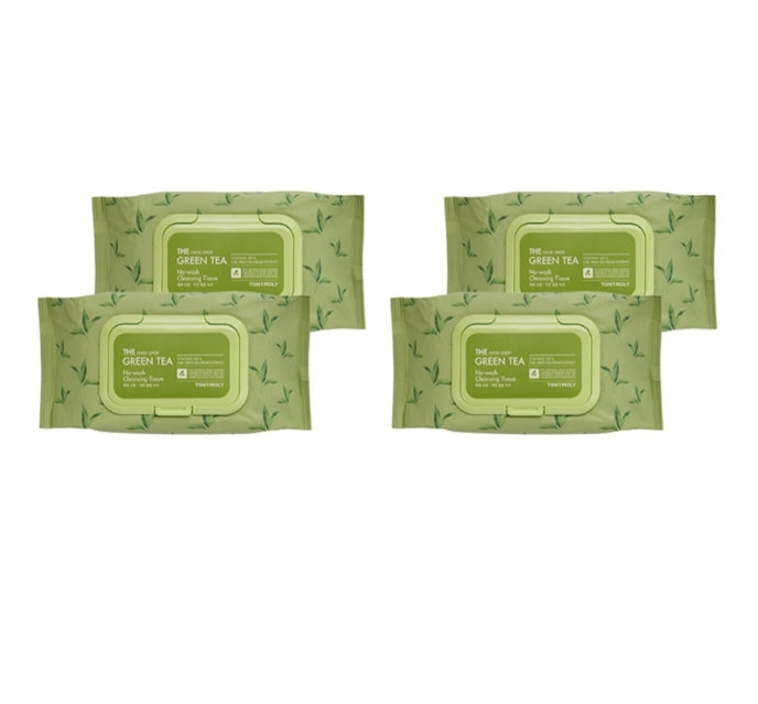 4 x TONYMOLY The Chok Chok Green Tea No-wash Cleansing Tissue (100 sheets) from Korea by TONYMOLY
