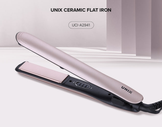UNIX Ceramic Flat Iron Gold Colour, Universal Voltage from Korea
