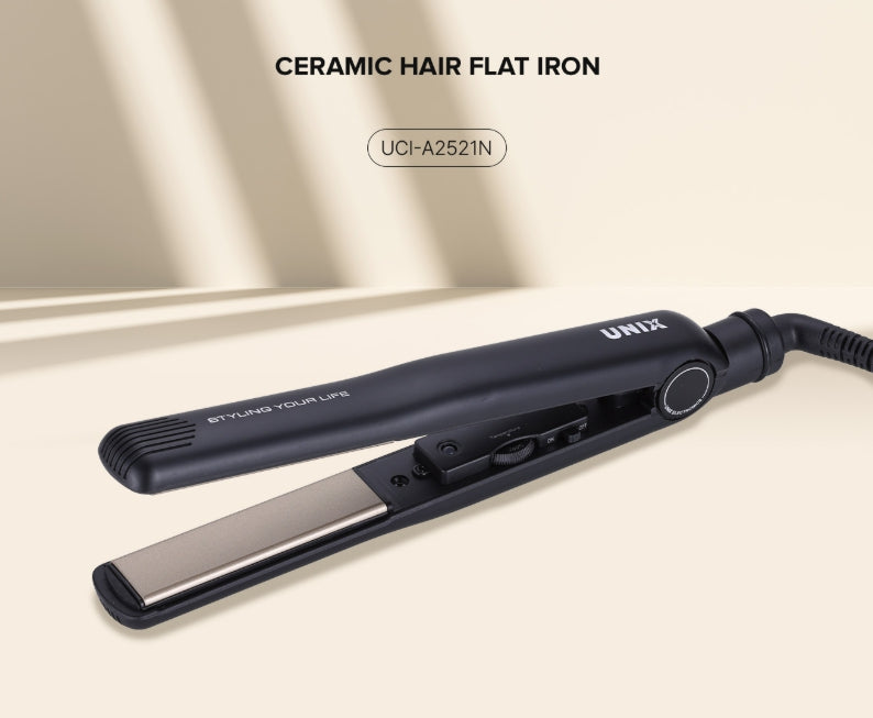 UNIX Ceramic Hair Flat Iron (Gold & Black), Universal Voltage from Korea