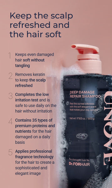 UNOVE Deep Damage Repair Shampoo 500g + Treatment EX Warm Petals 320ml from Korea by UNOVE