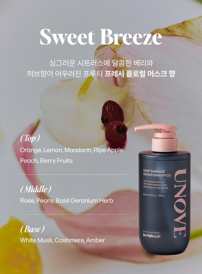 UNOVE Deep Damage Repair Shampoo 500g + Treatment EX Warm Petals 320ml from Korea by UNOVE